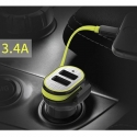 Acc.    Rock Sotor Car Charder with Cable Dual USB+Lightning Black/Gree