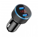 Acc.   TGM Dual Usb Car Charger With LED Display Black
