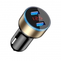 Acc.   TGM Dual Usb Car Charger With LED Display Black/Gold