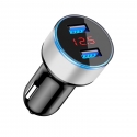 Acc.   TGM Dual Usb Car Charger With LED Display Black/Silver