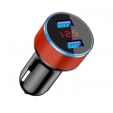 Acc.    TGM Dual Usb Car Charger With LED Display Black/Red