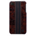 Acc. Чехол-накладка для iPhone 4/4S Trexta Wood & Leather Series Ebony on Croco (Кожа) (Коричневый)