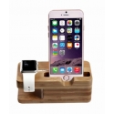 .   Apple Watch Mudder Bamboo Wood Dual Stand Brown