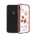 Acc. Чехол-накладка для iPhone X Kingxbar Blossom (Поликарбонат) (Прозрачный/Красный) (Swarovski ele