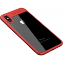 Acc. Чехол-накладка для iPhone X Rock Clarity Series (Силикон) (Прозрачный/Красный)
