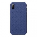 Acc. Чехол-накладка для iPhone X Rock Ultrathin Weaving Case (Силикон) (Тёмно-синий)