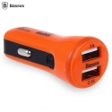 Acc. Автомобильное ЗУ Baseus Dual USB Car Charger 2.1A+1A Orange (CCALL-CR07)