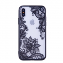Acc. Чехол-накладка для iPhone X TGM Floral Series (Силикон) (Прозрачный/Черный)