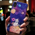 Acc. Чехол-накладка для iPhone XR Eqvvol White Cat (Силикон) (Черный/Фиолетовый)