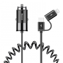 Acc. Автомобільний зарядний пристрій Baseus Enjoy Together USB with Cable USB-C/Lightning Black (CCA