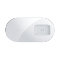 Асс. Сетевое беспроводное ЗУ Baseus Simple 2 in 1 Wireless Charger Pro Edition White (WXJK-C02)