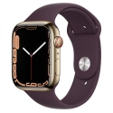 Годинники Apple Watch Series 7 GPS + LTE 41mm Gold St.Steel Case w. Dark Cherry Sport Band (MKHG3)
