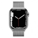 Годинники Apple Watch Series 7 GPS + LTE 45mm Silver St.Steel Case with Silver Milanese Loop (MKJE3)