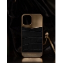 Acc. Чехол-накладка для iPhone 12/12 Pro Golden Concept (Кожа/Металл) (Зеленый/Золотой)
