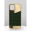 Acc. Чехол-накладка для iPhone 12/12 Pro Golden Concept Case (Кожа/Металл) (Зеленый/Золотой)