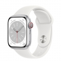 Годинники Apple Watch Series 8 GPS + LTE 45mm Silver Aluminum with White Sport Band (MP4J3)