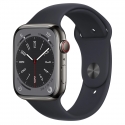 Годинники Apple Watch Series 8 GPS+LTE 45mm Graphite St.Steel Midnight Sport Band (MNKU3)