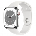 Годинники Apple Watch Series 8 GPS+LTE 45mm Silver St.Steel White Sport Band (MNKE3)