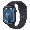 Годинники Apple Watch Series 9 GPS+LTE 45mm Midnight Al. Midnight Sport Band S/M (MRMC3)